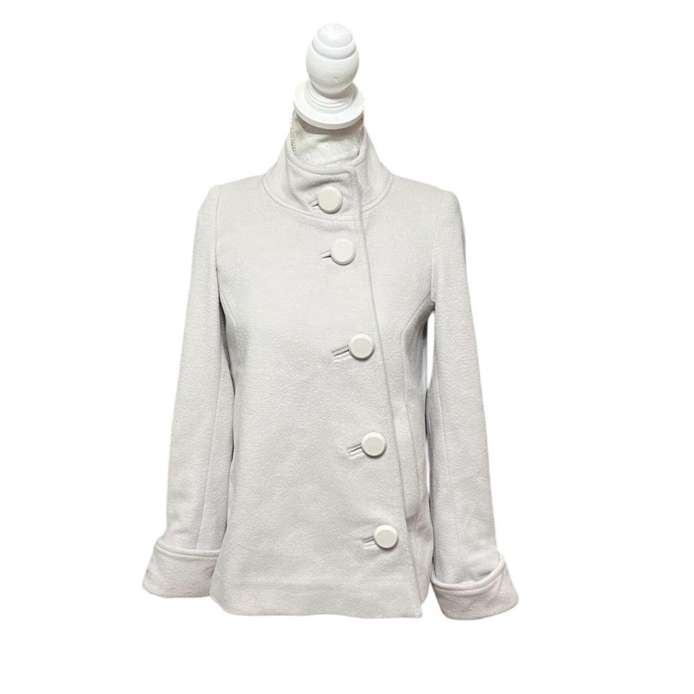 Reiss Agatha Coat Wool Blend with large buttons Blush Cream Mod Retro Size XS
